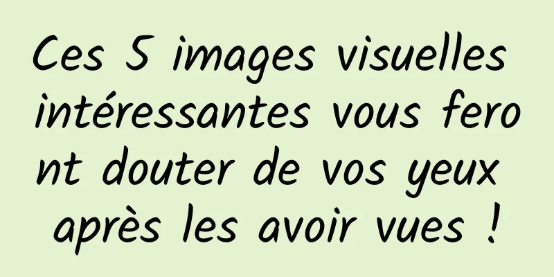 Ces 5 images visuelles intéressantes vous feront douter de vos yeux après les avoir vues !