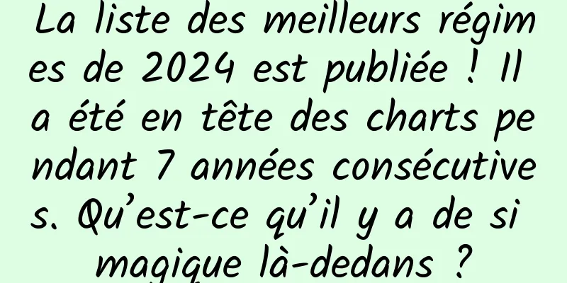 La liste des meilleurs régimes de 2024 est publiée ! Il a été en tête des charts pendant 7 années consécutives. Qu’est-ce qu’il y a de si magique là-dedans ?