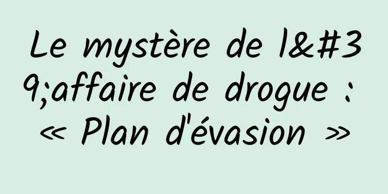 Le mystère de l'affaire de drogue : « Plan d'évasion »