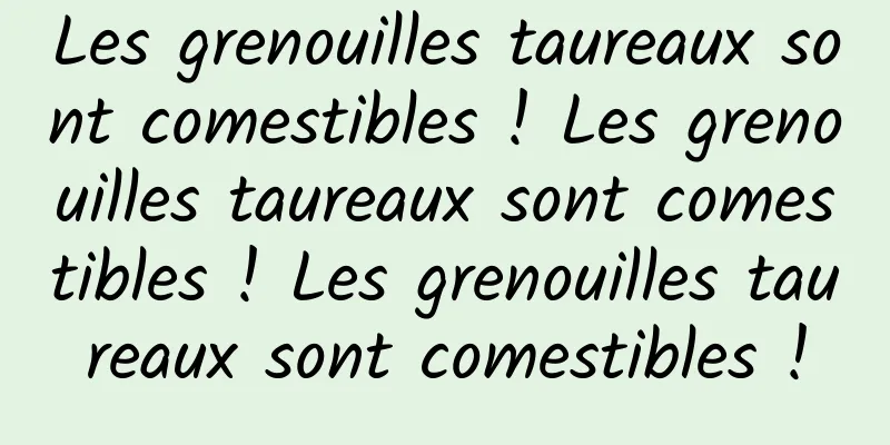 Les grenouilles taureaux sont comestibles ! Les grenouilles taureaux sont comestibles ! Les grenouilles taureaux sont comestibles !