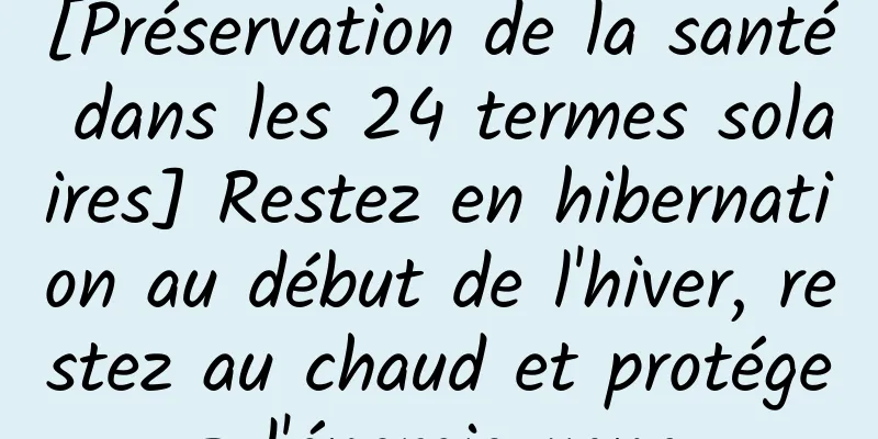 [Préservation de la santé dans les 24 termes solaires] Restez en hibernation au début de l'hiver, restez au chaud et protégez l'énergie yang