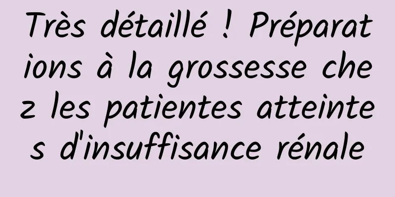 Très détaillé ! Préparations à la grossesse chez les patientes atteintes d'insuffisance rénale