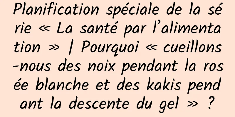 Planification spéciale de la série « La santé par l’alimentation » | Pourquoi « cueillons-nous des noix pendant la rosée blanche et des kakis pendant la descente du gel » ?