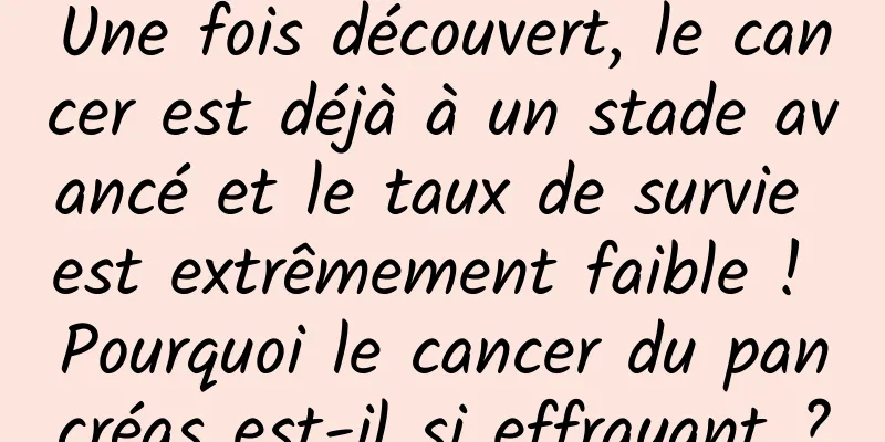 Une fois découvert, le cancer est déjà à un stade avancé et le taux de survie est extrêmement faible ! Pourquoi le cancer du pancréas est-il si effrayant ?
