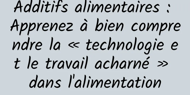 Additifs alimentaires : Apprenez à bien comprendre la « technologie et le travail acharné » dans l'alimentation