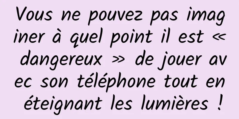 Vous ne pouvez pas imaginer à quel point il est « dangereux » de jouer avec son téléphone tout en éteignant les lumières !