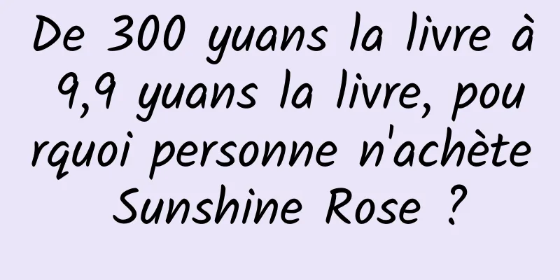 De 300 yuans la livre à 9,9 yuans la livre, pourquoi personne n'achète Sunshine Rose ?