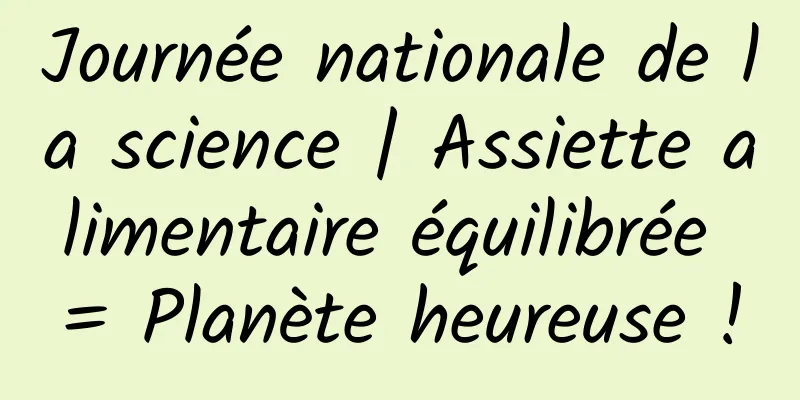 Journée nationale de la science | Assiette alimentaire équilibrée = Planète heureuse !