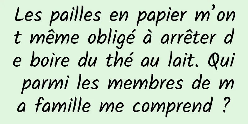Les pailles en papier m’ont même obligé à arrêter de boire du thé au lait. Qui parmi les membres de ma famille me comprend ?
