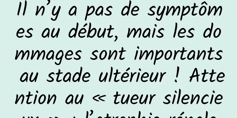 Il n’y a pas de symptômes au début, mais les dommages sont importants au stade ultérieur ! Attention au « tueur silencieux » : l’atrophie rénale