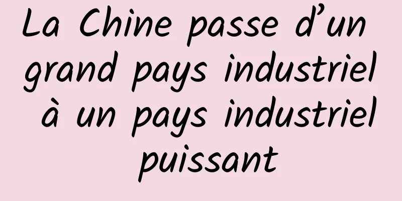 La Chine passe d’un grand pays industriel à un pays industriel puissant