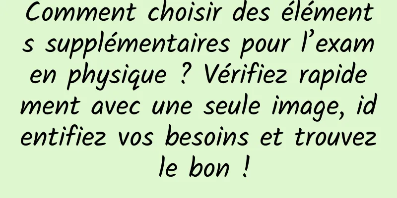 Comment choisir des éléments supplémentaires pour l’examen physique ? Vérifiez rapidement avec une seule image, identifiez vos besoins et trouvez le bon !