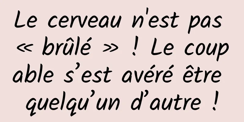 Le cerveau n'est pas « brûlé » ! Le coupable s’est avéré être quelqu’un d’autre !