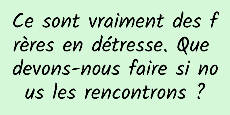 Ce sont vraiment des frères en détresse. Que devons-nous faire si nous les rencontrons ?