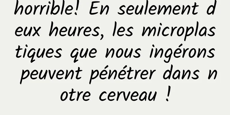 horrible! En seulement deux heures, les microplastiques que nous ingérons peuvent pénétrer dans notre cerveau !