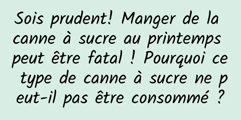 Sois prudent! Manger de la canne à sucre au printemps peut être fatal ! Pourquoi ce type de canne à sucre ne peut-il pas être consommé ?