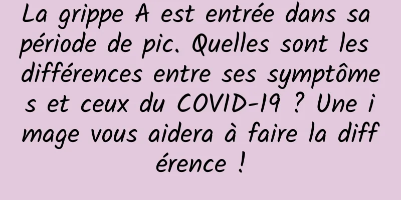 La grippe A est entrée dans sa période de pic. Quelles sont les différences entre ses symptômes et ceux du COVID-19 ? Une image vous aidera à faire la différence !