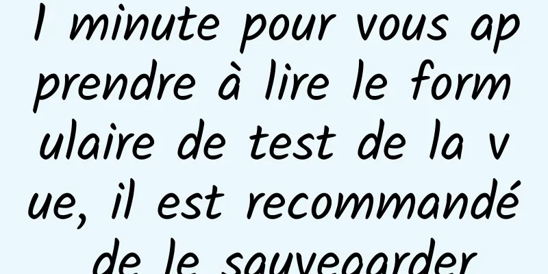 1 minute pour vous apprendre à lire le formulaire de test de la vue, il est recommandé de le sauvegarder