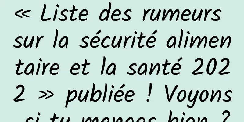 « Liste des rumeurs sur la sécurité alimentaire et la santé 2022 » publiée ! Voyons si tu manges bien ?