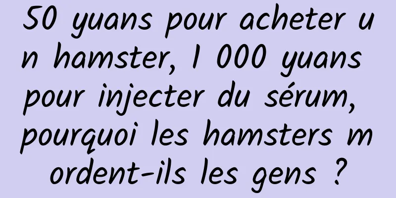 50 yuans pour acheter un hamster, 1 000 yuans pour injecter du sérum, pourquoi les hamsters mordent-ils les gens ?