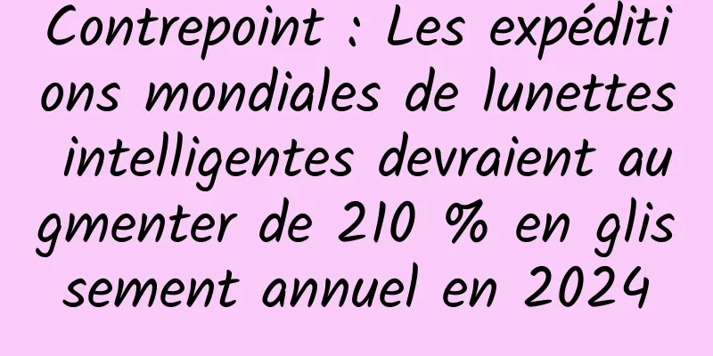 Contrepoint : Les expéditions mondiales de lunettes intelligentes devraient augmenter de 210 % en glissement annuel en 2024