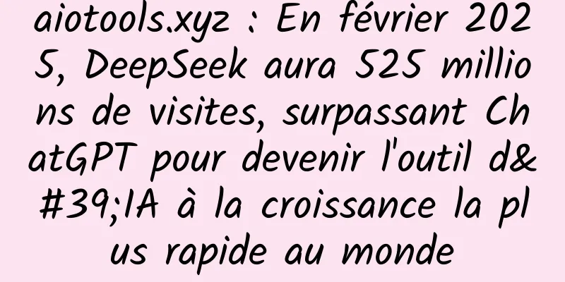 aiotools.xyz : En février 2025, DeepSeek aura 525 millions de visites, surpassant ChatGPT pour devenir l'outil d'IA à la croissance la plus rapide au monde
