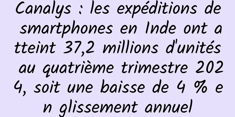Canalys : les expéditions de smartphones en Inde ont atteint 37,2 millions d'unités au quatrième trimestre 2024, soit une baisse de 4 % en glissement annuel