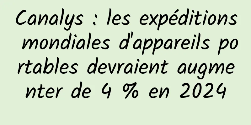 Canalys : les expéditions mondiales d'appareils portables devraient augmenter de 4 % en 2024