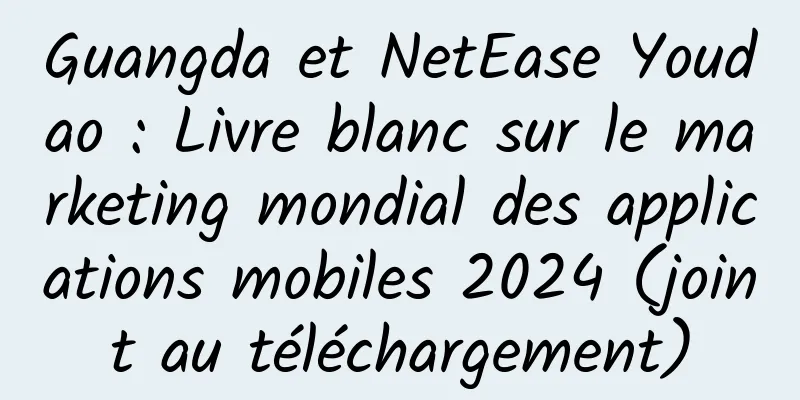 Guangda et NetEase Youdao : Livre blanc sur le marketing mondial des applications mobiles 2024 (joint au téléchargement)