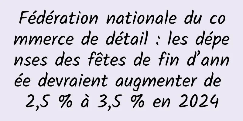Fédération nationale du commerce de détail : les dépenses des fêtes de fin d’année devraient augmenter de 2,5 % à 3,5 % en 2024