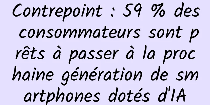 Contrepoint : 59 % des consommateurs sont prêts à passer à la prochaine génération de smartphones dotés d'IA