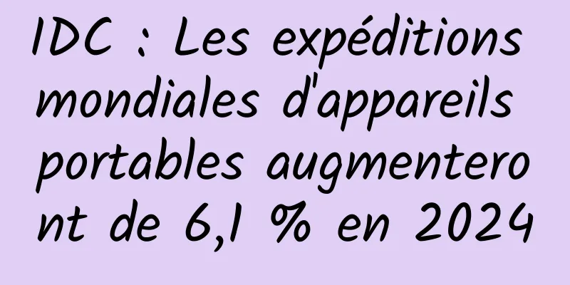 IDC : Les expéditions mondiales d'appareils portables augmenteront de 6,1 % en 2024