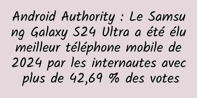 Android Authority : Le Samsung Galaxy S24 Ultra a été élu meilleur téléphone mobile de 2024 par les internautes avec plus de 42,69 % des votes