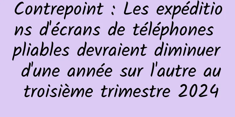 Contrepoint : Les expéditions d'écrans de téléphones pliables devraient diminuer d'une année sur l'autre au troisième trimestre 2024