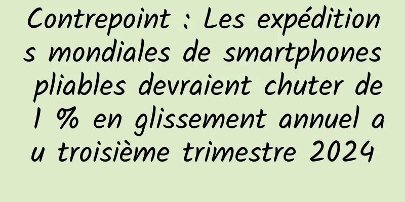 Contrepoint : Les expéditions mondiales de smartphones pliables devraient chuter de 1 % en glissement annuel au troisième trimestre 2024