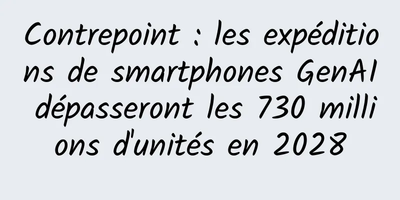 Contrepoint : les expéditions de smartphones GenAI dépasseront les 730 millions d'unités en 2028