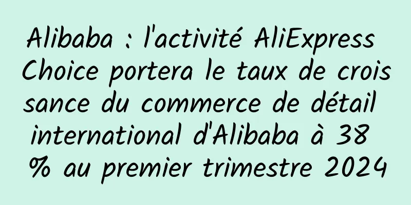 Alibaba : l'activité AliExpress Choice portera le taux de croissance du commerce de détail international d'Alibaba à 38 % au premier trimestre 2024