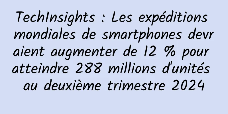 TechInsights : Les expéditions mondiales de smartphones devraient augmenter de 12 % pour atteindre 288 millions d'unités au deuxième trimestre 2024
