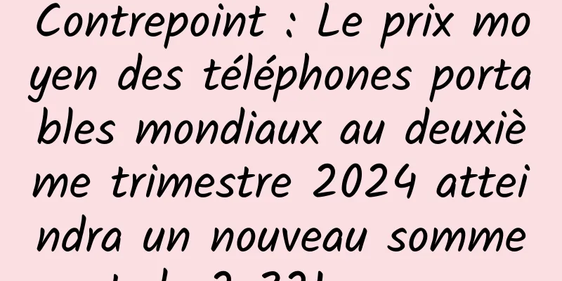 Contrepoint : Le prix moyen des téléphones portables mondiaux au deuxième trimestre 2024 atteindra un nouveau sommet de 2 321 yuans