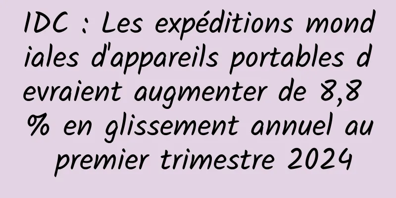 IDC : Les expéditions mondiales d'appareils portables devraient augmenter de 8,8 % en glissement annuel au premier trimestre 2024