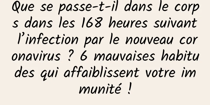 Que se passe-t-il dans le corps dans les 168 heures suivant l’infection par le nouveau coronavirus ? 6 mauvaises habitudes qui affaiblissent votre immunité !