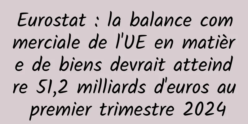 Eurostat : la balance commerciale de l'UE en matière de biens devrait atteindre 51,2 milliards d'euros au premier trimestre 2024