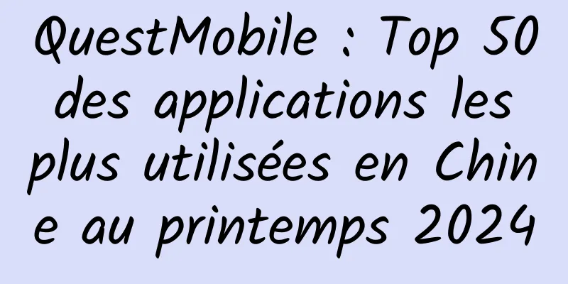 QuestMobile : Top 50 des applications les plus utilisées en Chine au printemps 2024