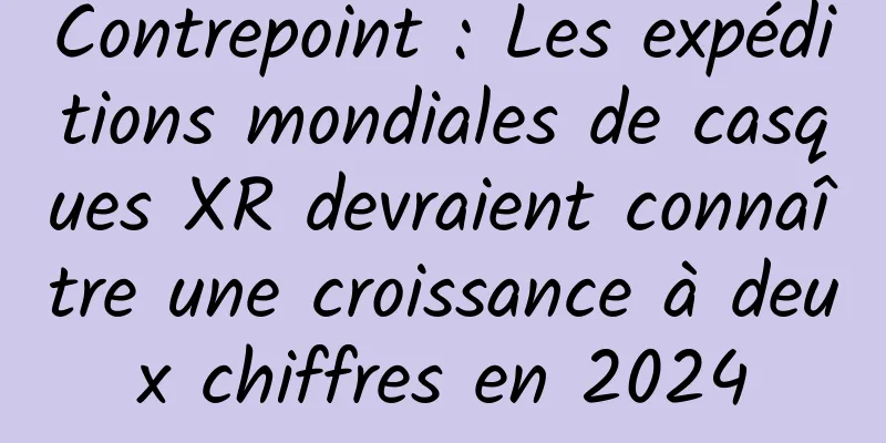 Contrepoint : Les expéditions mondiales de casques XR devraient connaître une croissance à deux chiffres en 2024