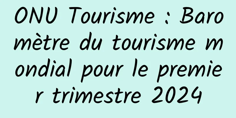 ONU Tourisme : Baromètre du tourisme mondial pour le premier trimestre 2024