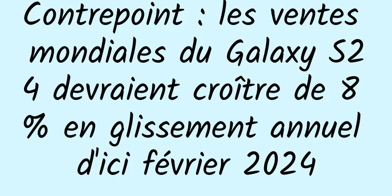 Contrepoint : les ventes mondiales du Galaxy S24 devraient croître de 8 % en glissement annuel d'ici février 2024