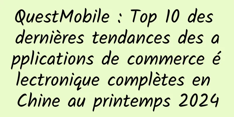 QuestMobile : Top 10 des dernières tendances des applications de commerce électronique complètes en Chine au printemps 2024