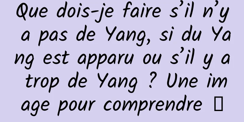 Que dois-je faire s’il n’y a pas de Yang, si du Yang est apparu ou s’il y a trop de Yang ? Une image pour comprendre →