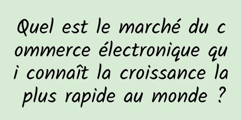 Quel est le marché du commerce électronique qui connaît la croissance la plus rapide au monde ?