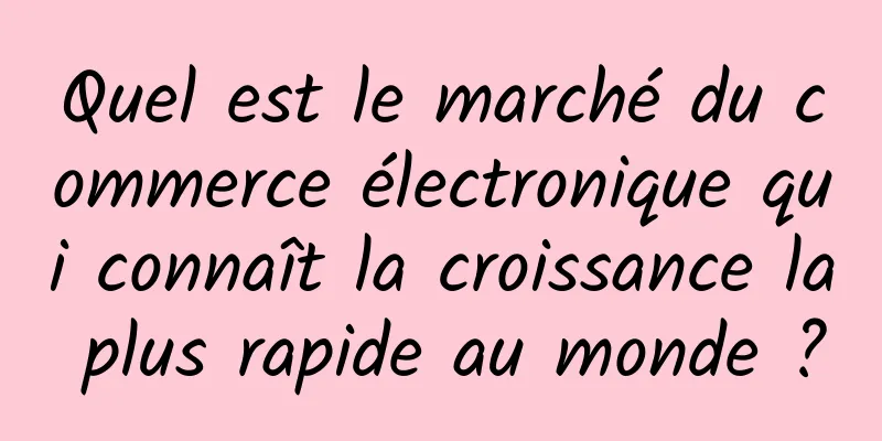 Quel est le marché du commerce électronique qui connaît la croissance la plus rapide au monde ?